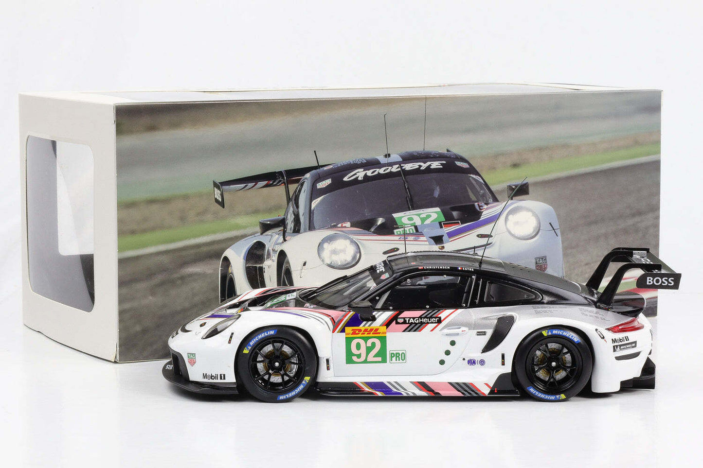 Ixo 2018 Porsche 911 991.2 GT3 RSR-19 No 92 Goodbye Team Porsche GT WEC 8hr 2022 1:18