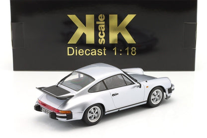 KK Scale Porsche 911 Carrera 3.2 Coupe 1988 G Series Silver - Birthday Pattern 1:18