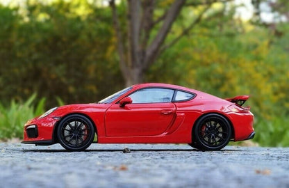 Schuco Porsche 981 Cayman GT4 Guards Red w/ Black Wheels 1:18 Resin