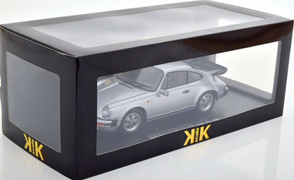 KK Scale Porsche 911 Carrera 3.2 Coupe 1988 G Series Silver - Birthday Pattern 1:18