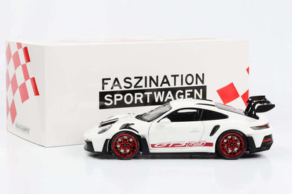 Minichamps 2023 Porsche 911 992 GT3 RS White w/ Pyro Red Wheels 1:18