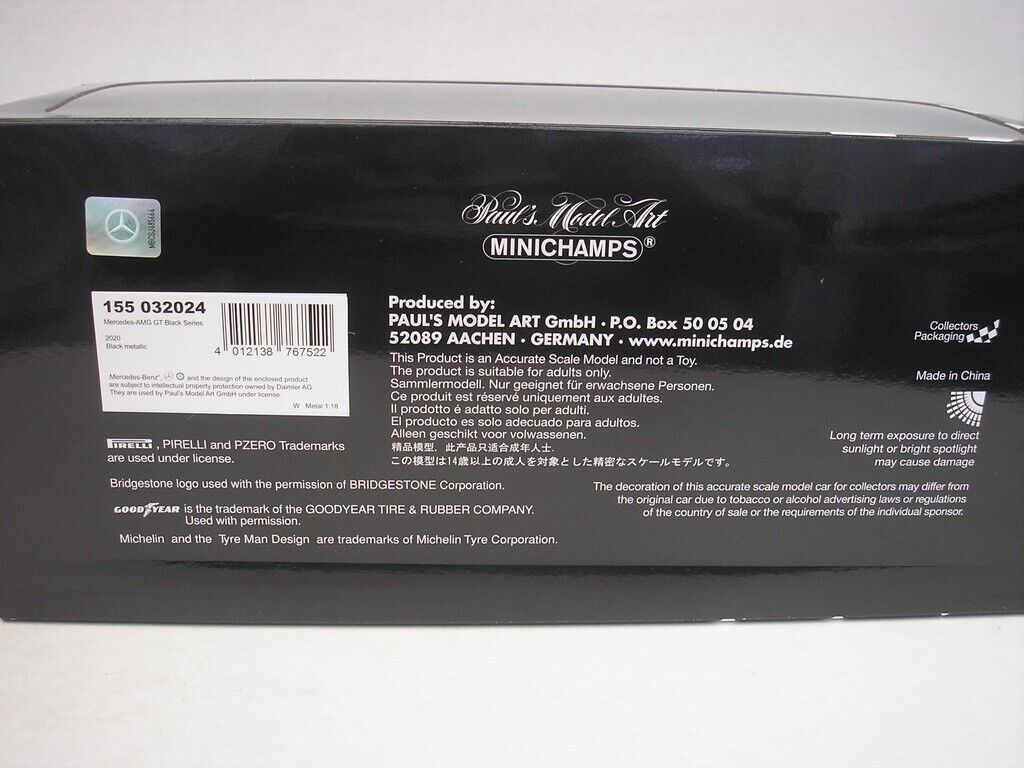 Minichamps 2020 Mercedes Benz AMG GT V8 Black Series Black 1:18 LIMITED, SEALED