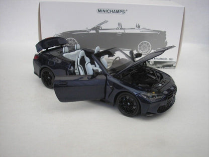 Minichamps 2021 BMW M4 Cabriolet (G83) Dark Blue Metallic 1:18