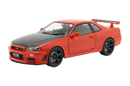 Solido 1999 Nissan Skyline GT-R (R34) Red w/ Black Hood  1:18