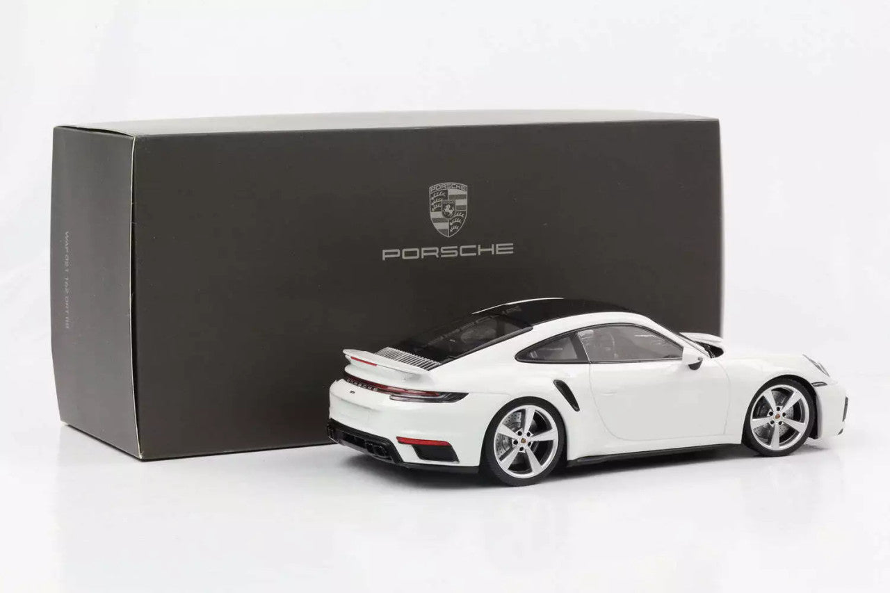 Minichamps 2022 Porsche 911 992 Turbo S Coupe DEALER EDITION White 1:18