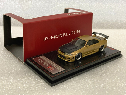 Ignition-Model Nissan Skyline GT-R R33 (BCNR33) RHD Matte Gold w/ Carbon Fiber Hood 1:64