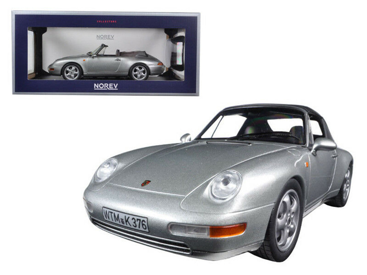 Norev Porsche 911 964 Carrera Cabriolet (w/ Removable Top) 1993 Silver 1:18