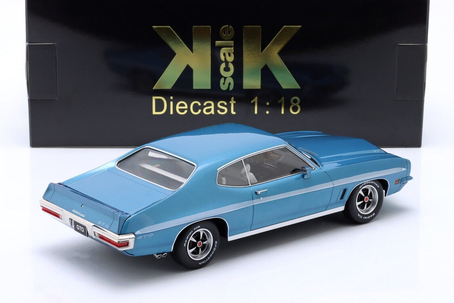 KK Scale 1972 Pontiac LeMans GTO Light Blue Metallic 1:18