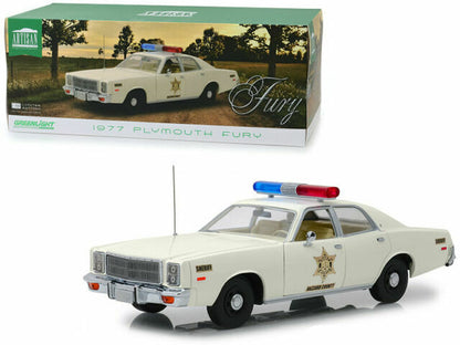 Greenlight 1977 Plymouth Fury Hazzard County Police Cruiser (Dukes of Hazzard) White 1:18