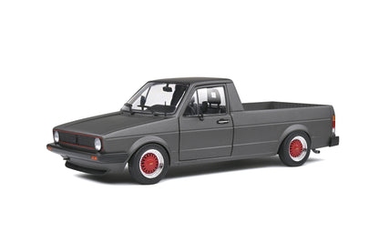 Solido 1982 Volkswagen MK 1 Caddy Pickup Matte Grey Custom w/ Red Wheels 1:18