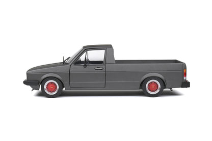 Solido 1982 Volkswagen MK 1 Caddy Pickup Matte Grey Custom w/ Red Wheels 1:18