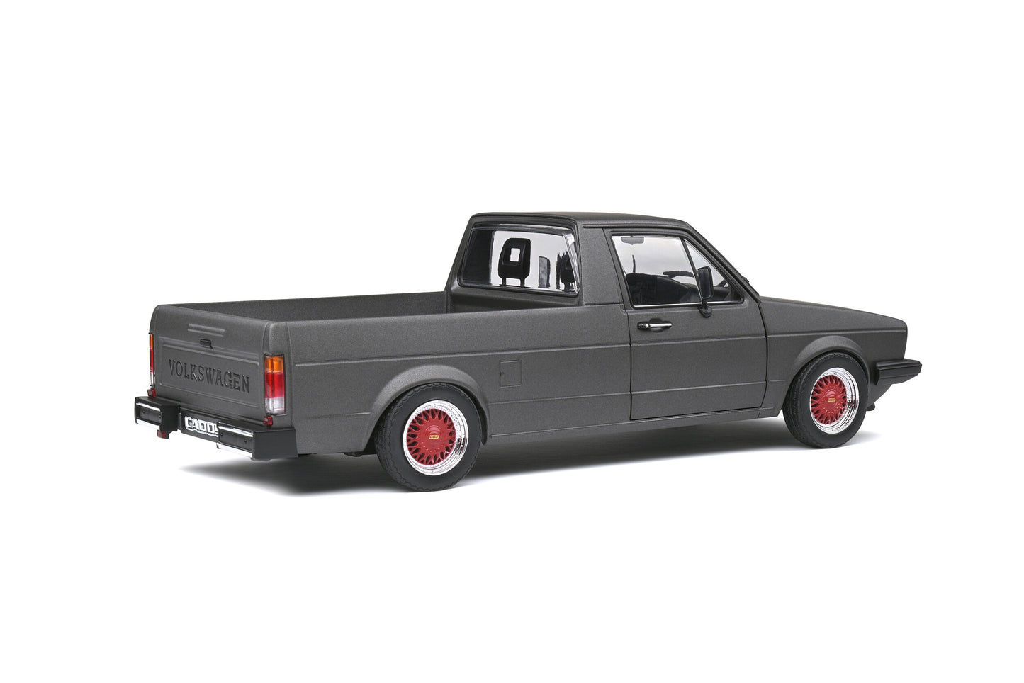 Solido 1982 Volkswagen MK 1 Caddy Pickup Matte Grey Custom w/ Red Wheels 1:18