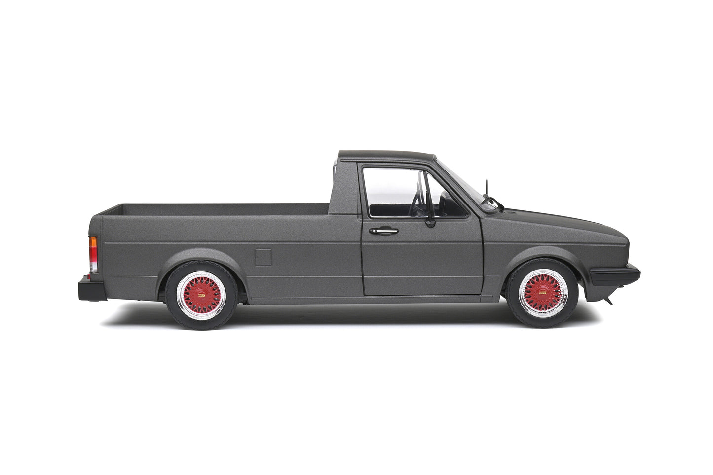 Solido 1982 Volkswagen MK 1 Caddy Pickup Matte Grey Custom w/ Red Wheels 1:18