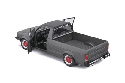 Solido 1982 Volkswagen MK 1 Caddy Pickup Matte Grey Custom w/ Red Wheels 1:18