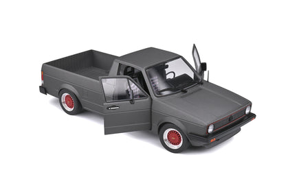 Solido 1982 Volkswagen MK 1 Caddy Pickup Matte Grey Custom w/ Red Wheels 1:18