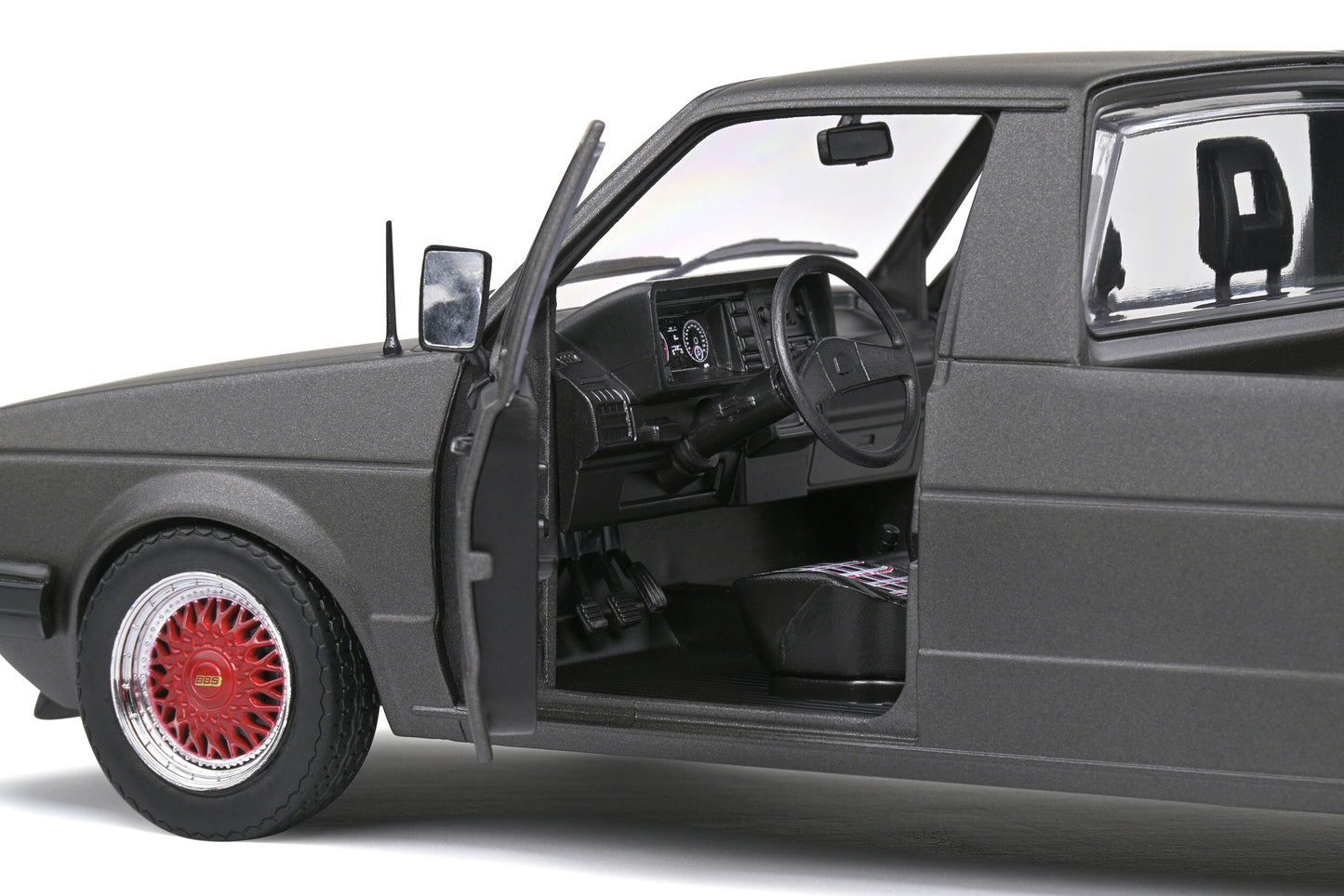 Solido 1982 Volkswagen MK 1 Caddy Pickup Matte Grey Custom w/ Red Wheels 1:18