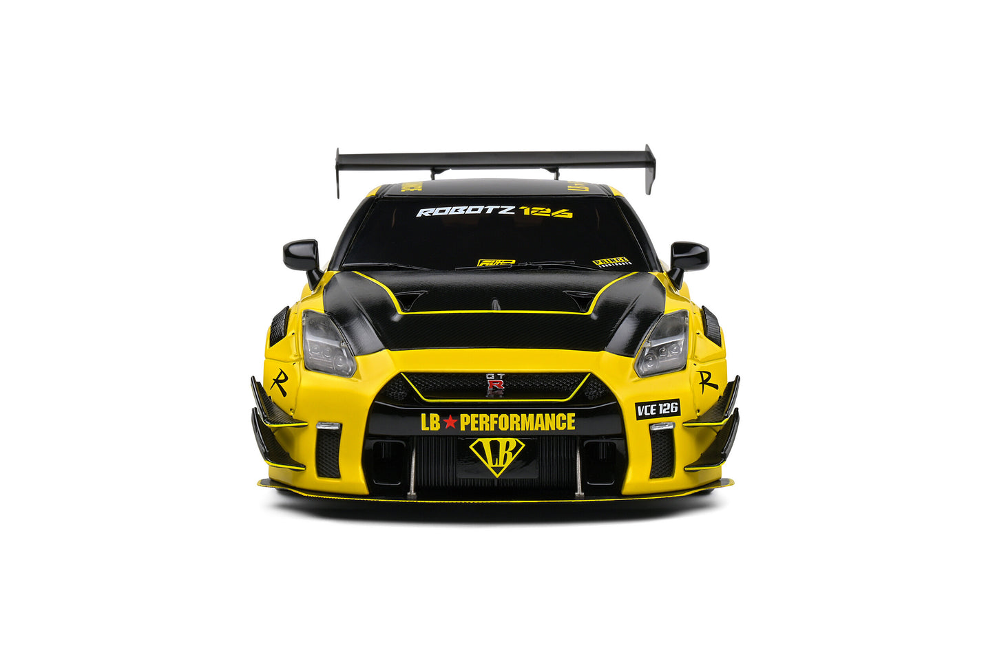 Solido 2020 Nissan GT-R (R35) w/ Liberty Walk Body Kit 2.0 Yellow 1:18