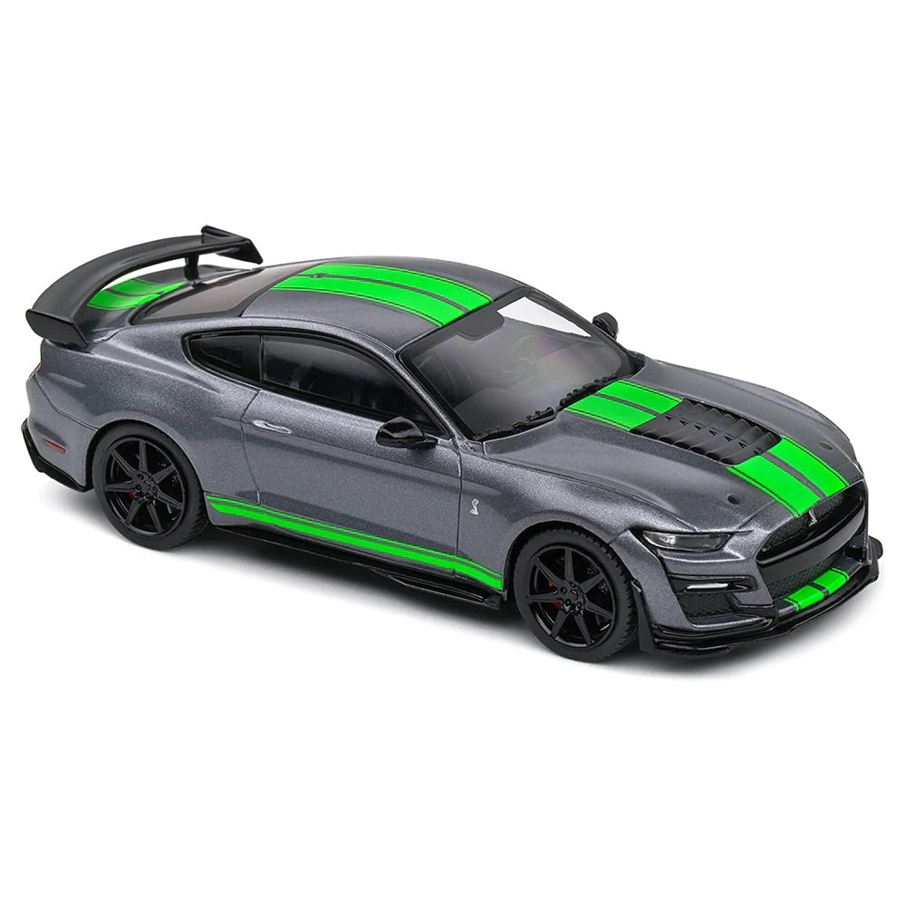 Solido 2020 Ford Mustang GT500 Carbonized Grey w/ Lime Green Stripes 1:18