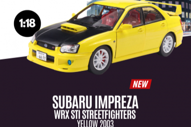 Solido 2003 Subaru WRX STi (GDB) Streetfighter Yellow w/ Black Carbon Hood 1:18