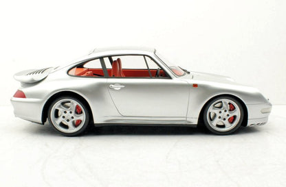 Top Marques 1998 Porsche 911 Turbo 993 Silver w/ Red Interior 1:12