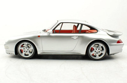 Top Marques 1998 Porsche 911 Turbo 993 Silver w/ Red Interior 1:12