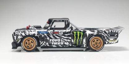 Top Marques 1977 Ford USA F-150 Pick-Up No 43 Hoonigan 2018 Gymkhana Ken Block Black White w/ Gold Wheels 1:18