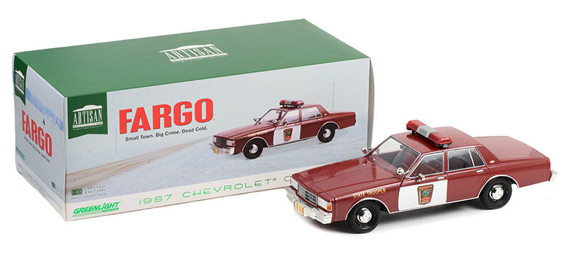 Greenlight 1987 Chevy Caprice Minnesota State Trooper Cruiser from Fargo Red 1:18