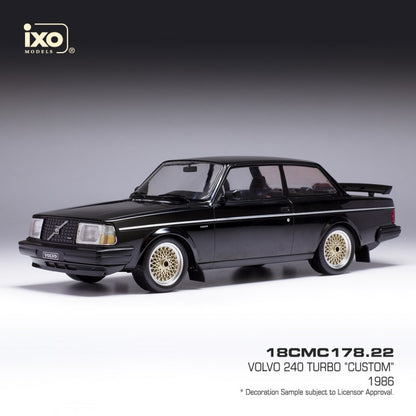 Ixo 1986 Volvo 240 Turbo Custom Coupe Black w/ Gold Wheels 1:18