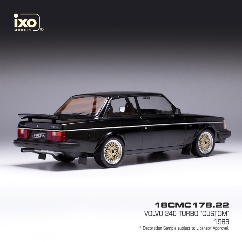 Ixo 1986 Volvo 240 Turbo Custom Coupe Black w/ Gold Wheels 1:18