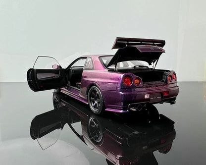 Motorhelix 1999 Nissan Skyline GT-R R34 (BNR34) CRS RHD Midnight Purple III (Chameleon) 1:18