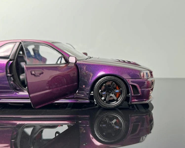 Motorhelix 1999 Nissan Skyline GT-R R34 (BNR34) CRS RHD Midnight Purple III (Chameleon) 1:18